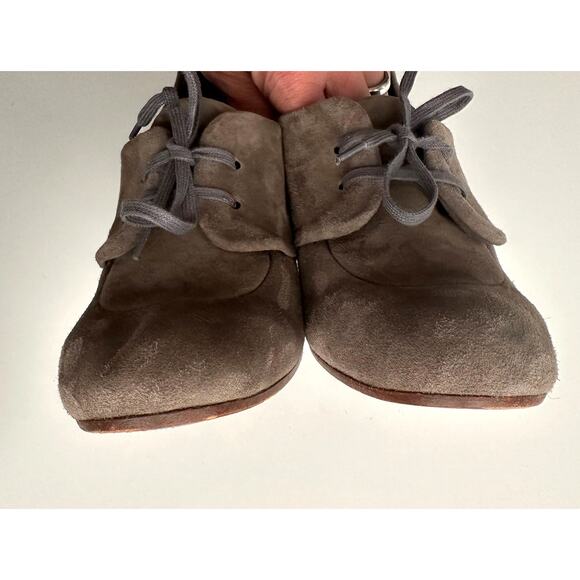 Chie Mihara Anthropologie Round Heeled Oxford Fawn Suede Pinup Shoes EU 38 US 7 - Picture 4 of 10